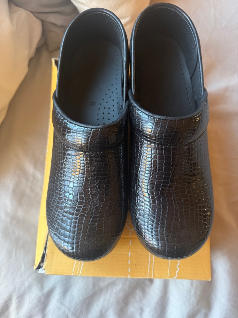 Sanita Black Croc-Embossed Slip-On Clogs - Picture 2 of 5